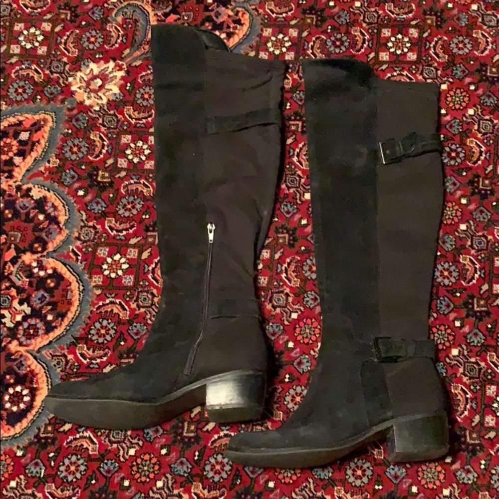 Marc Fisher Tall Black Riding Boot Zipper Buckle